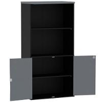 Armário Misto Pe25 Pandin 79,20 Cm Em Mdp Preto E Grafito Com Duas Portas E Prateleira Superior - 4