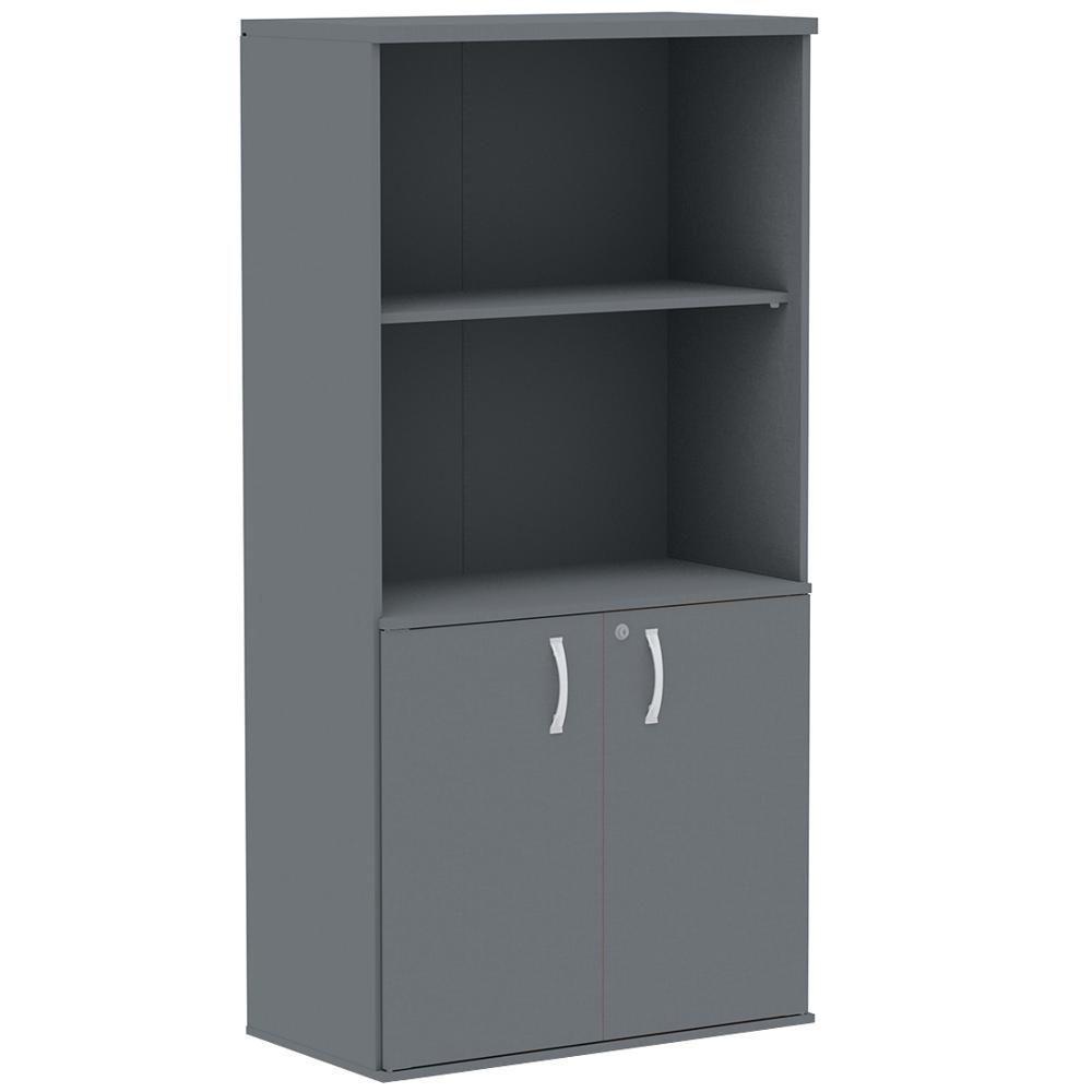 Armário Misto Pe25 Pandin 79,20 Cm Em Mdp Liso Grafito Com Duas Portas E Prateleira Superior - 1