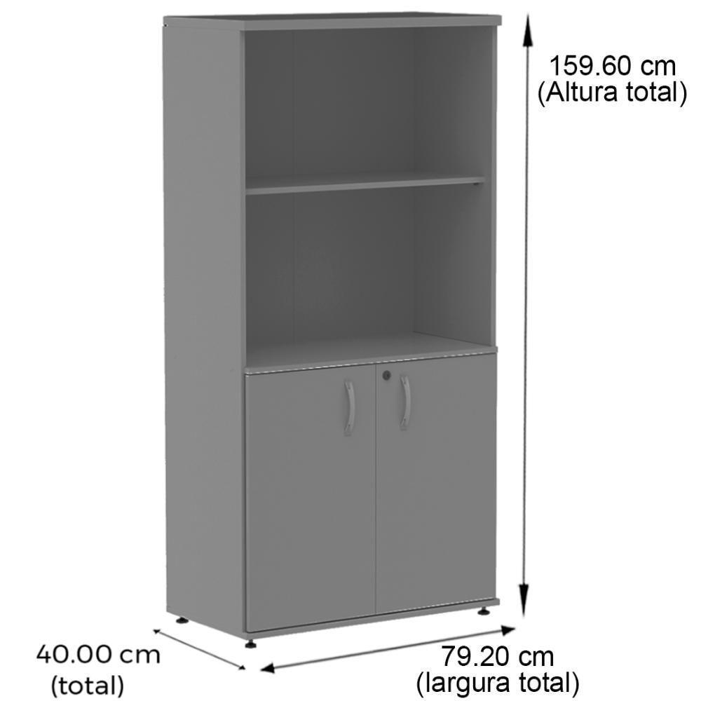 Armário Misto Pe25 Pandin 79,20 Cm Em Mdp Liso Grafito Com Duas Portas E Prateleira Superior - 3
