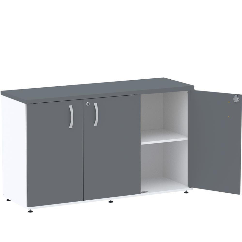 Armário Baixo Credenza Pe25 Pandin 121,50 Cm (Largura) Em Mdp Branco E Grafito Com Três Portas - 2