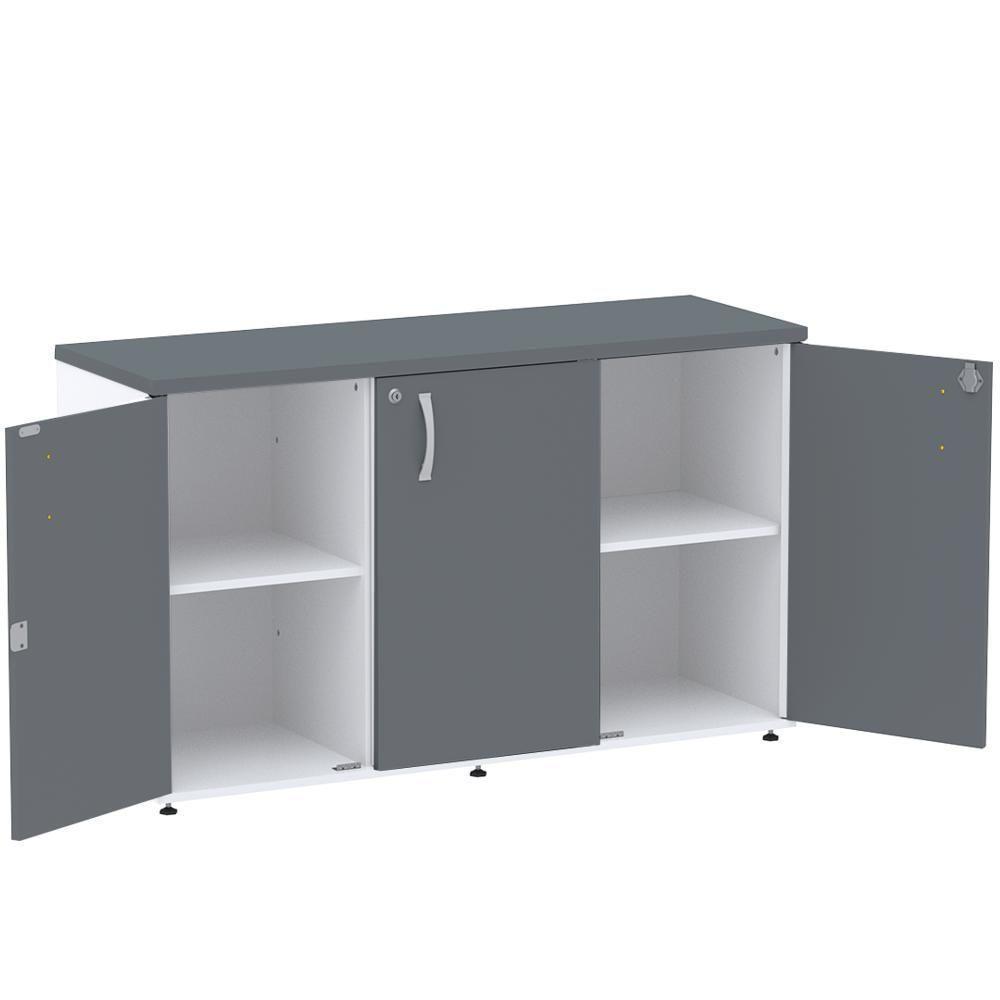 Armário Baixo Credenza Pe25 Pandin 121,50 Cm (Largura) Em Mdp Branco E Grafito Com Três Portas - 4