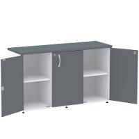 Armário Baixo Credenza Pe25 Pandin 121,50 Cm (Largura) Em Mdp Branco E Grafito Com Três Portas - 7