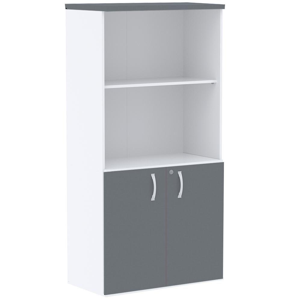 Armário Misto Pe25 Pandin 79,20 Cm Em Mdp Branco E Grafito Com Duas Portas E Prateleira Superior - 1