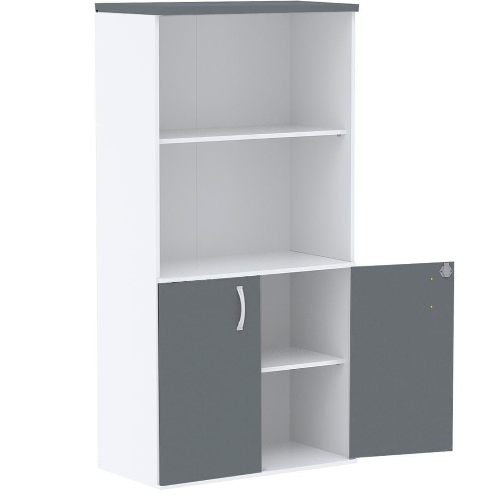 Armário Misto Pe25 Pandin 79,20 Cm Em Mdp Branco E Grafito Com Duas Portas E Prateleira Superior - 2