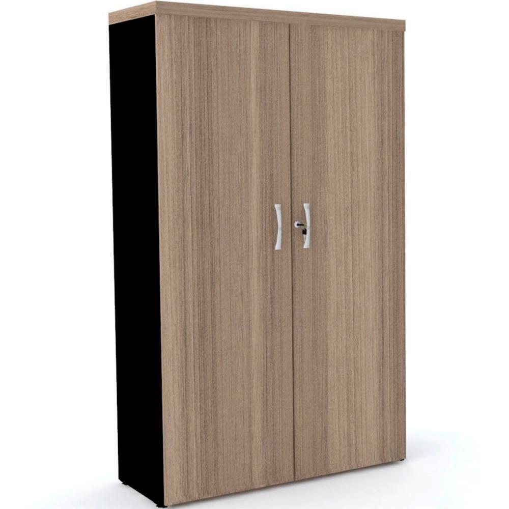 Armário Alto Pe40 Pandin 80 Cm (Largura) Em Mdp Noce Naturalle E Preto Com Duas Portas - 1