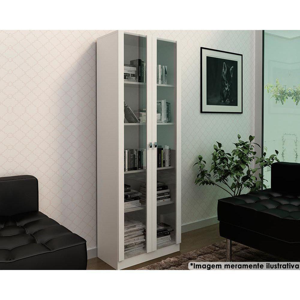 Armário de Escritório ME4115 c/ 2 Portas c/ Vidro Branco - Tecno Mobili - 1