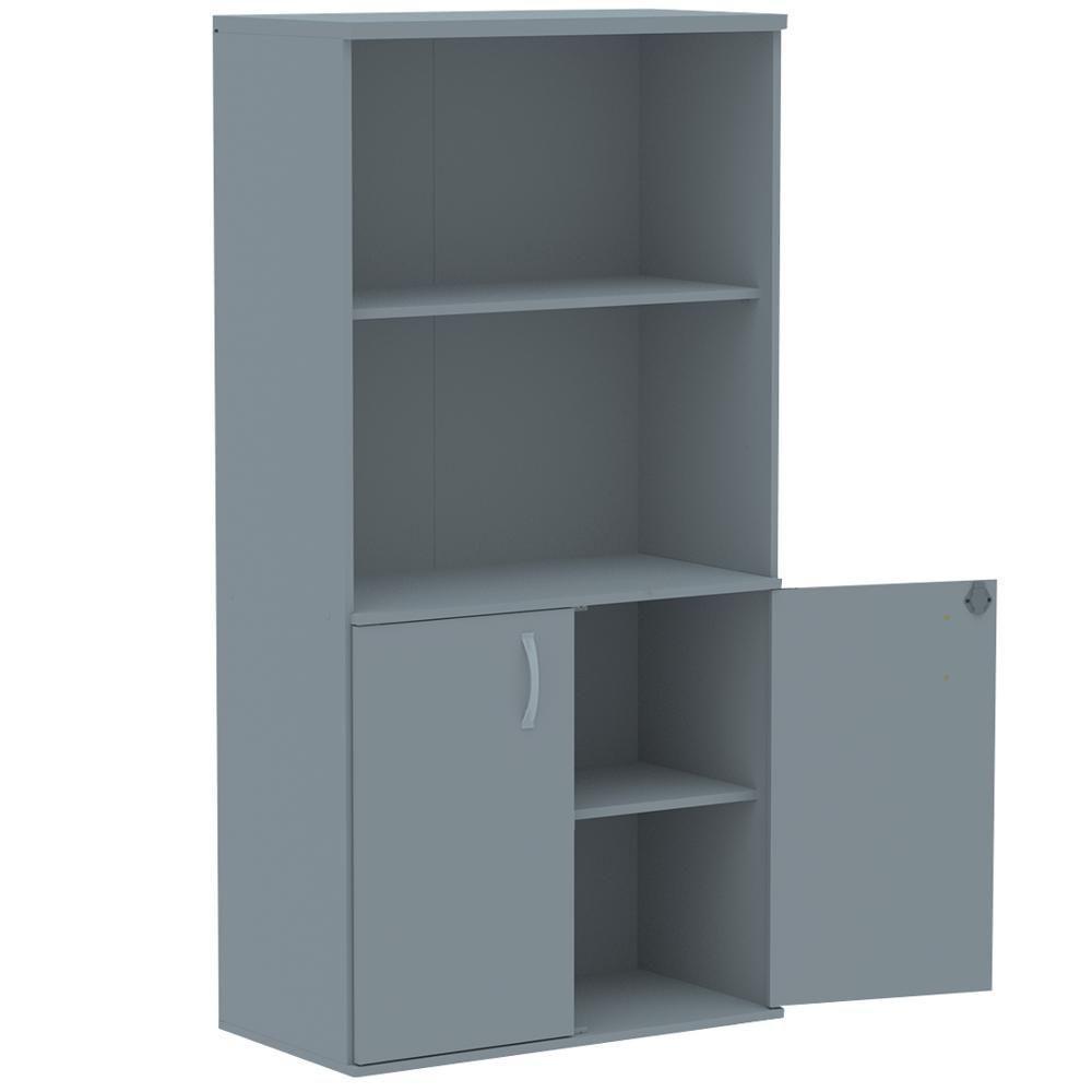Armário Misto Pe25 Pandin 79,20 Cm (Largura) Em Mdp Liso Cinza Com Duas Portas E Prateleira Superior - 2