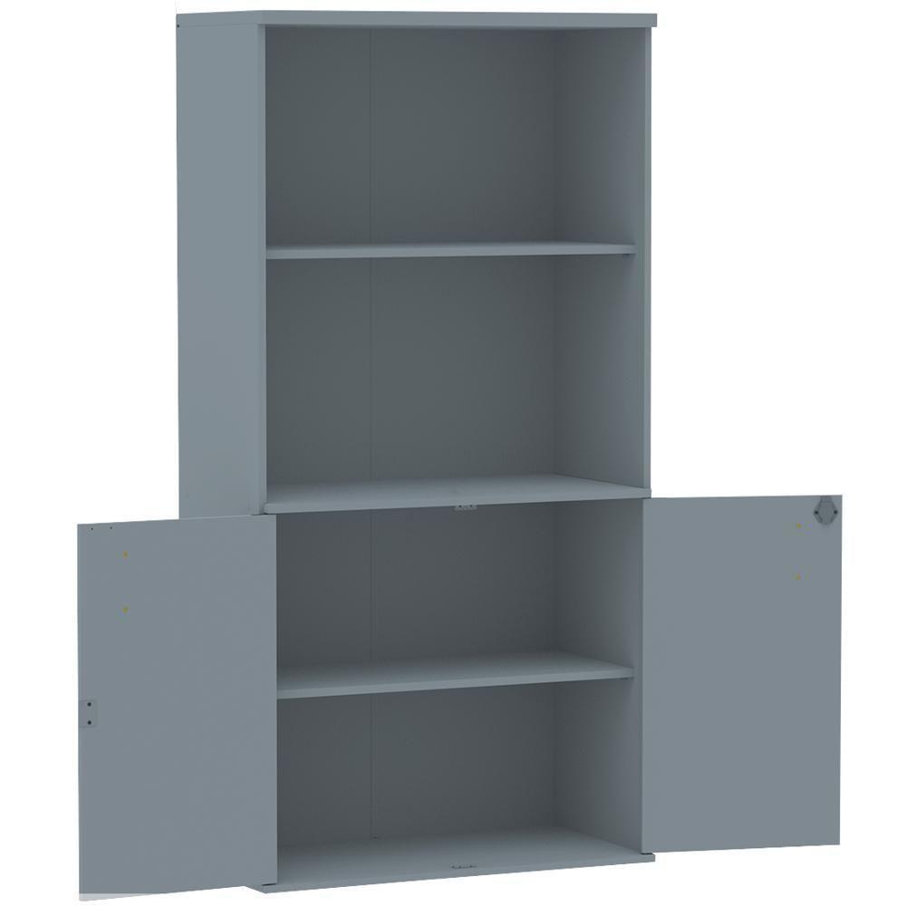 Armário Misto Pe25 Pandin 79,20 Cm (Largura) Em Mdp Liso Cinza Com Duas Portas E Prateleira Superior - 3