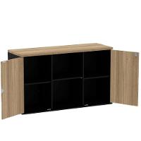 Armário Baixo Credenza Pe25 Pandin 121,50 Cm (Largura) Em Mdp Noce Naturalle E Preto Com Duas Portas - 7