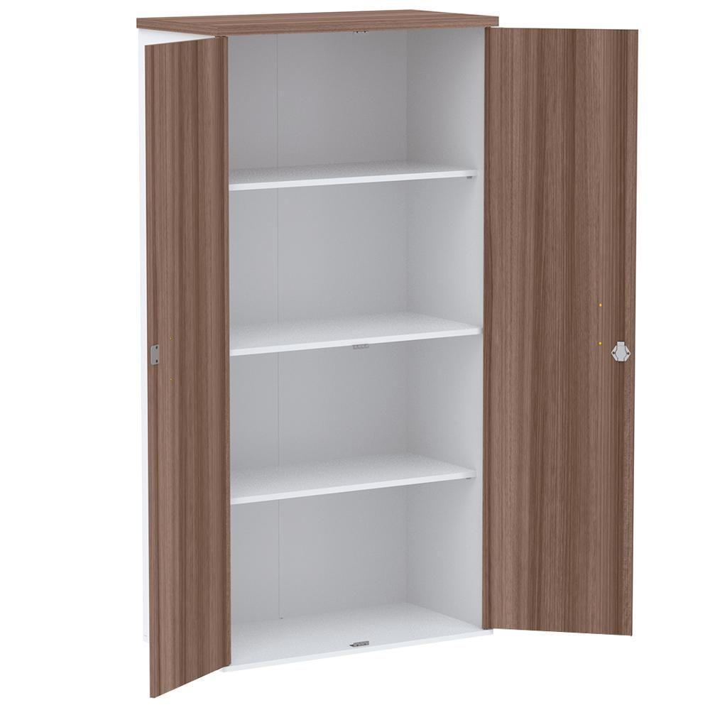 Armário Alto Pe25 Pandin 79,20 Cm (Largura) Em Mdp Walnut E Branco Com Duas Portas - 4