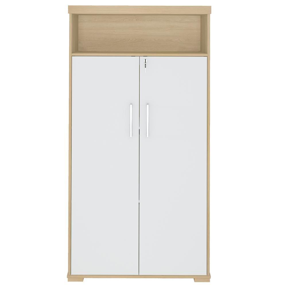 Kit 2 Armários Multiuso Office 2 Portas E Nicho Atria Executiva A02 Carvalho Branco - Lyam Decor - 3