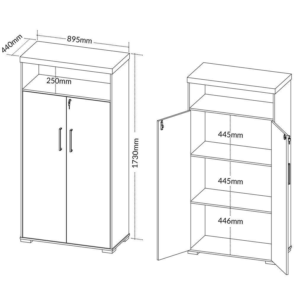 Kit 2 Armários Multiuso Office 2 Portas E Nicho Atria Executiva A02 Carvalho Branco - Lyam Decor - 4