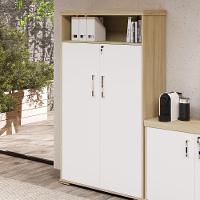 Kit 2 Armários Multiuso Office 2 Portas E Nicho Atria Executiva A02 Carvalho Branco - Lyam Decor - 2