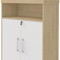 Kit 2 Armários Multiuso Office 2 Portas E Nicho Atria Executiva A02 Carvalho Branco - Lyam Decor - 6