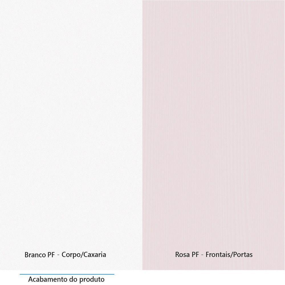 Bancada De Estudos Modulada 90cm 1 Porta Alpes Luciane Móveis Branco Pf Com Rosa Pf - 3