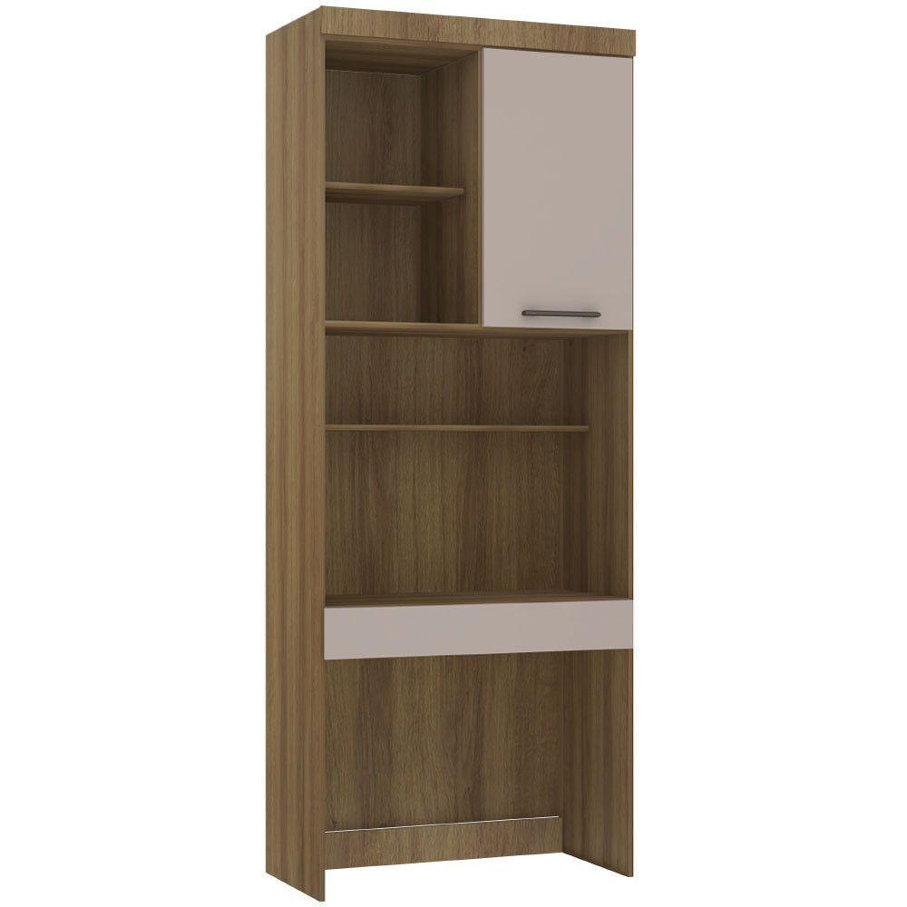 Bancada De Estudos Modulada 90cm 1 Porta E 1 Gaveta Paris Luciane Móveis Avelã Pf Com Cinammon Pf - 2