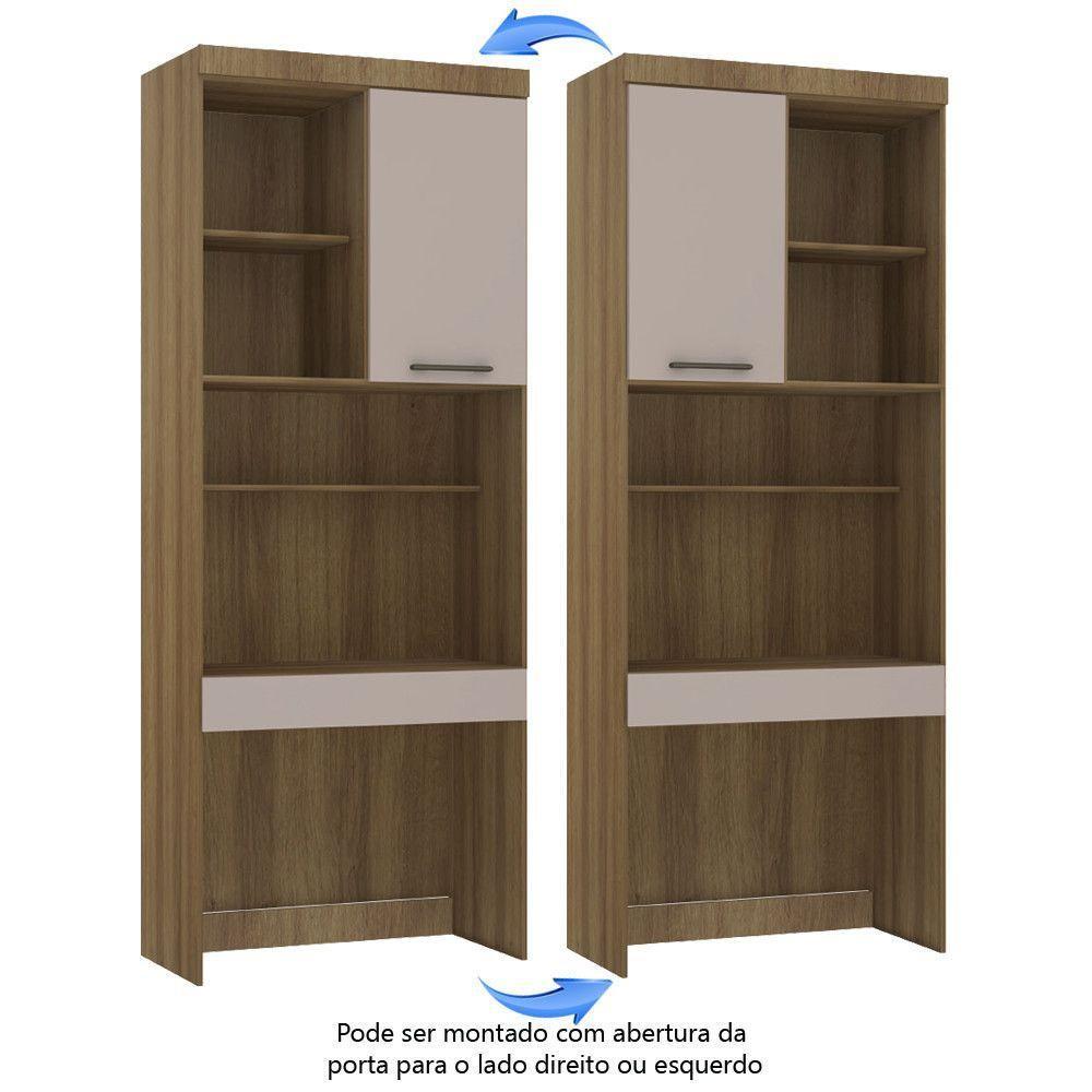 Bancada De Estudos Modulada 90cm 1 Porta E 1 Gaveta Paris Luciane Móveis Avelã Pf Com Cinammon Pf - 5