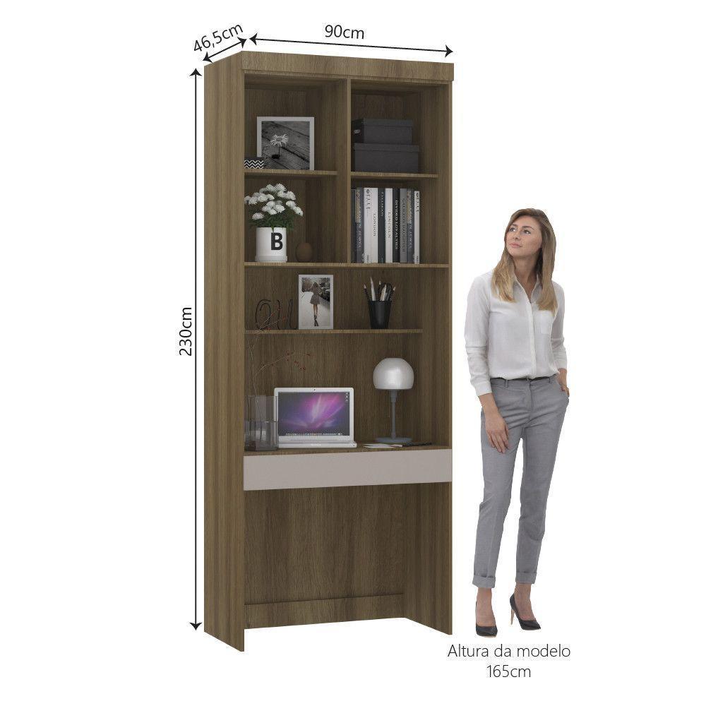 Bancada De Estudos Modulada 90cm 1 Porta E 1 Gaveta Paris Luciane Móveis Avelã Pf Com Cinammon Pf - 10