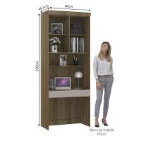 Bancada De Estudos Modulada 90cm 1 Porta E 1 Gaveta Paris Luciane Móveis Avelã Pf Com Cinammon Pf - 6