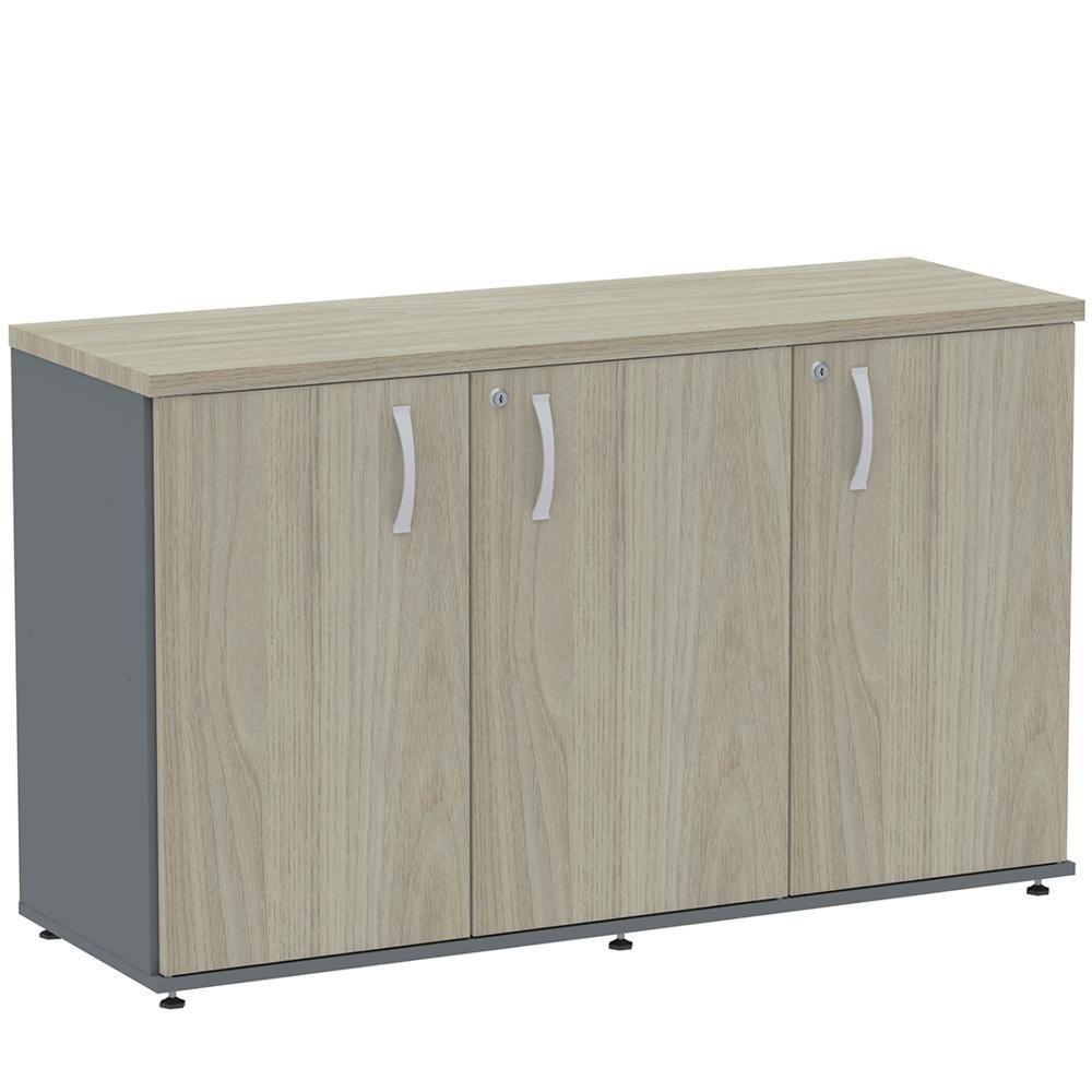 Armário Baixo Credenza Pe25 Pandin 121,50 Cm (Largura) Em Mdp Nogueira Casablanca E Grafito Com - 1