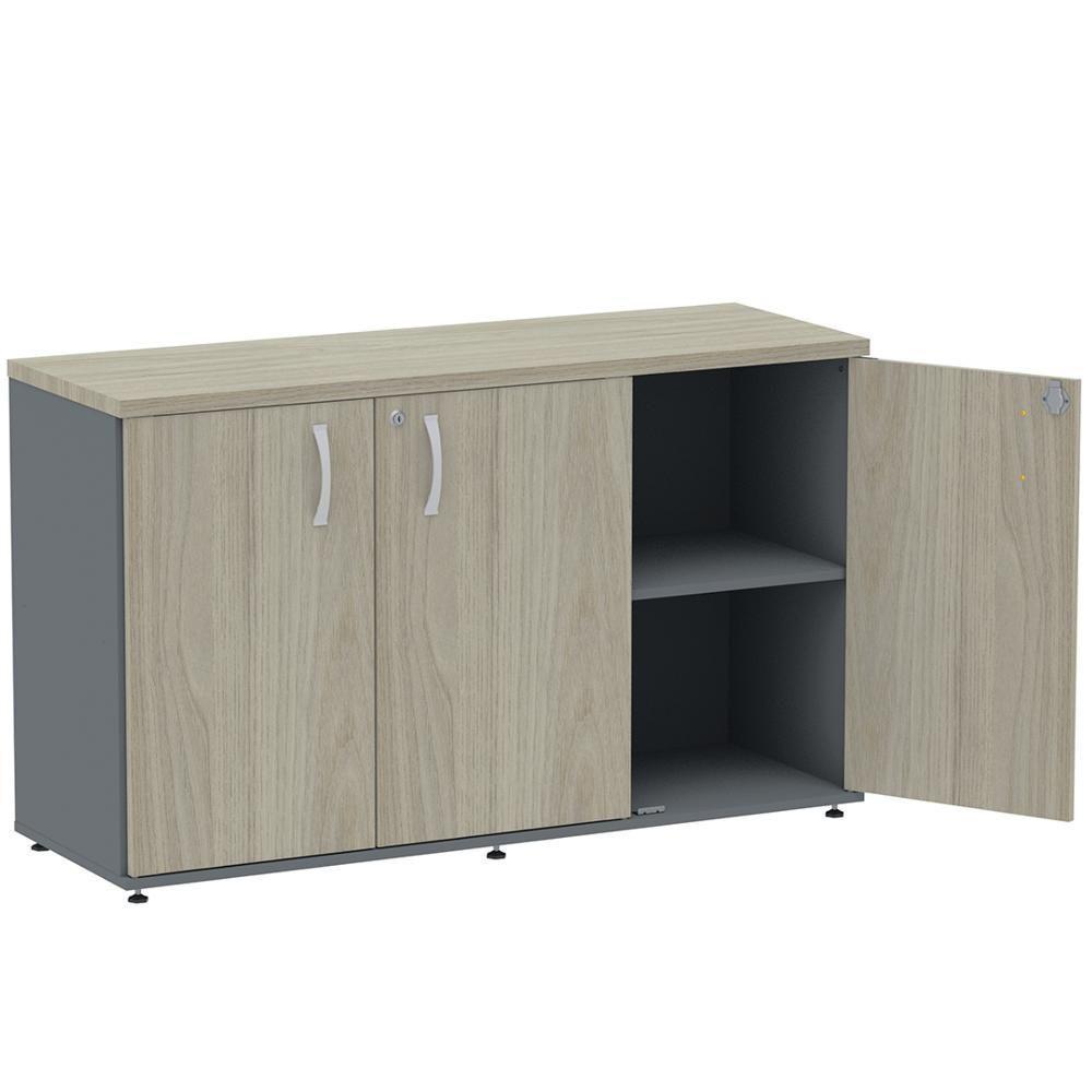Armário Baixo Credenza Pe25 Pandin 121,50 Cm (Largura) Em Mdp Nogueira Casablanca E Grafito Com - 3