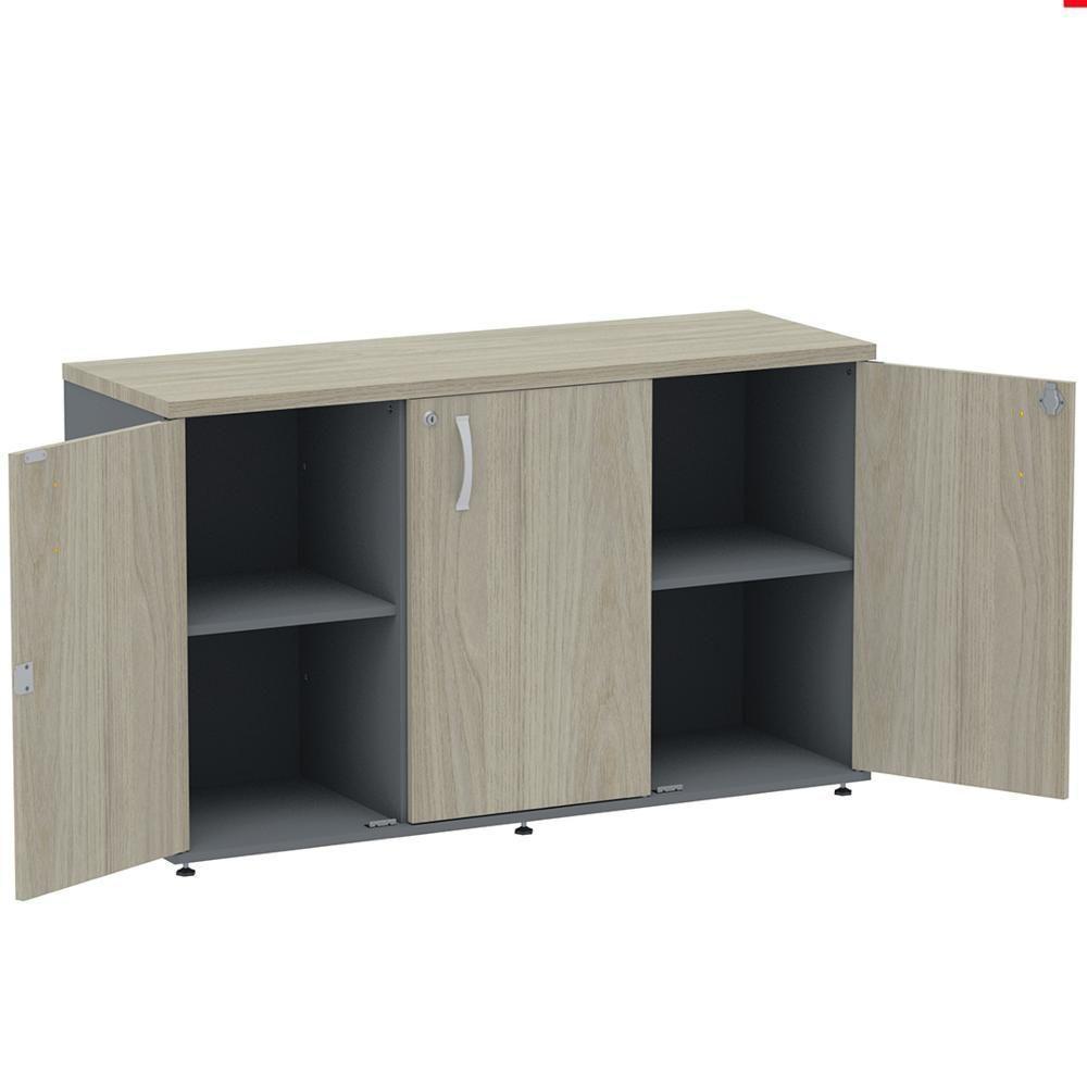 Armário Baixo Credenza Pe25 Pandin 121,50 Cm (Largura) Em Mdp Nogueira Casablanca E Grafito Com - 4