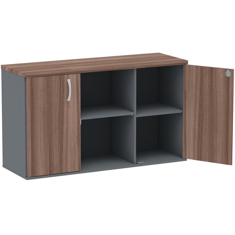 Armário Baixo Credenza Pe25 Pandin 121,50 Cm (Largura) Em Mdp Walnut E Grafito E Duas Portas - 2