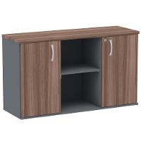 Armário Baixo Credenza Pe25 Pandin 121,50 Cm (Largura) Em Mdp Walnut E Grafito E Duas Portas - 1