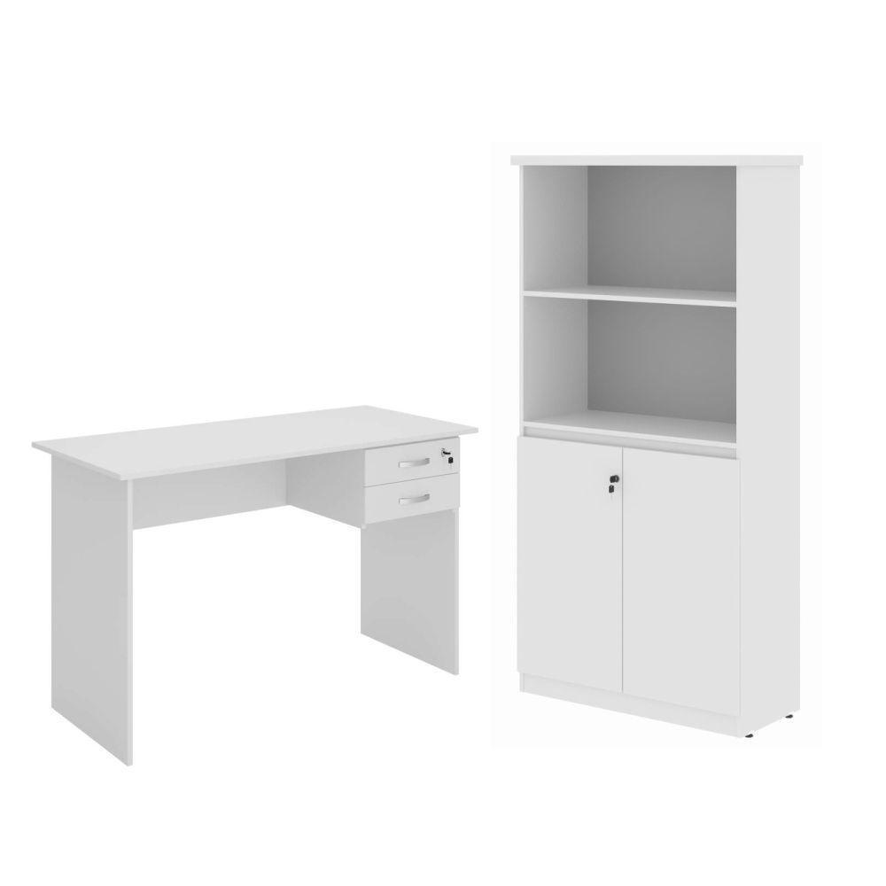 Armario E Mesa De Computador Faroé Branco - 1