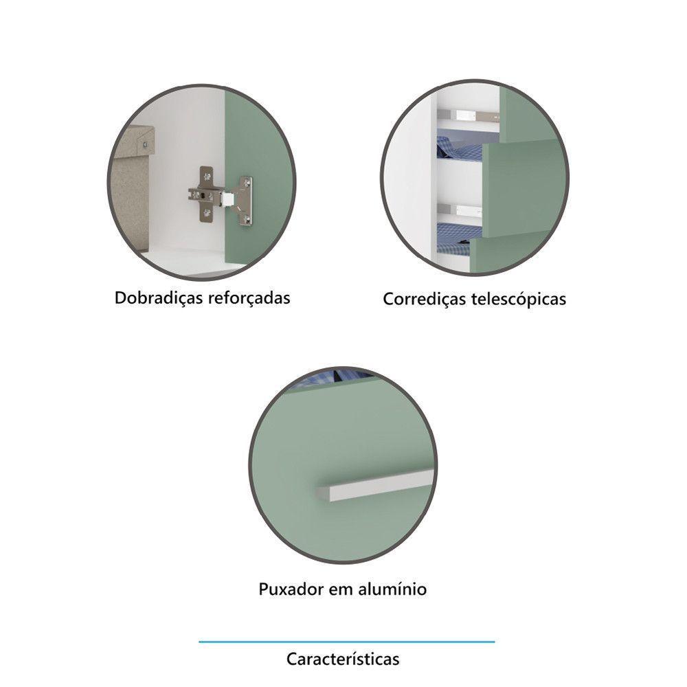 Bancada De Estudos Modulada 90cm 1 Porta Alpes Luciane Móveis Branco Pf Com Verde Pf - 4