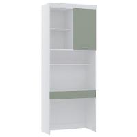Bancada De Estudos Modulada 90cm 1 Porta Alpes Luciane Móveis Branco Pf Com Verde Pf - 1