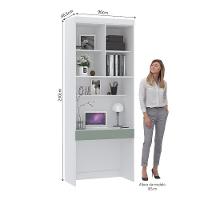Bancada De Estudos Modulada 90cm 1 Porta Alpes Luciane Móveis Branco Pf Com Verde Pf - 5