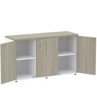 Armário Baixo Credenza Pe25 Pandin 121,50 Cm Em Mdp Nogueira Casablanca E Branco Com Três Portas - 5
