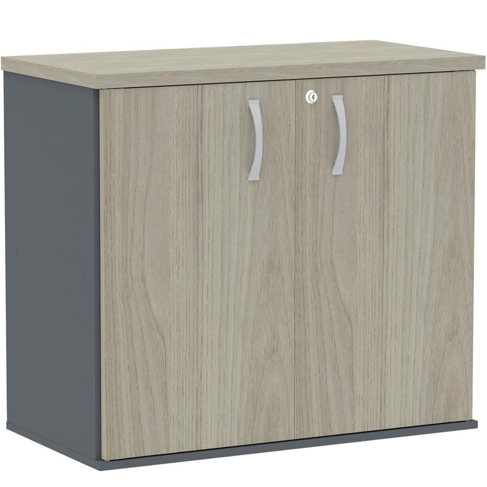 Armário Baixo Pe25 Pandin 80 Cm (Largura) Em Mdp Nogueira Casablanca E Grafito Com Duas Portas - 1