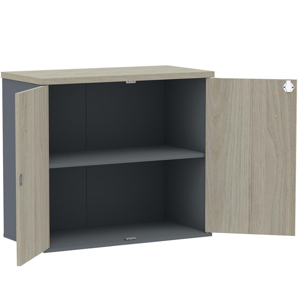 Armário Baixo Pe25 Pandin 80 Cm (Largura) Em Mdp Nogueira Casablanca E Grafito Com Duas Portas - 4