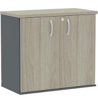 Armário Baixo Pe25 Pandin 80 Cm (Largura) Em Mdp Nogueira Casablanca E Grafito Com Duas Portas - 1