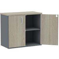 Armário Baixo Pe25 Pandin 80 Cm (Largura) Em Mdp Nogueira Casablanca E Grafito Com Duas Portas - 3