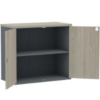 Armário Baixo Pe25 Pandin 80 Cm (Largura) Em Mdp Nogueira Casablanca E Grafito Com Duas Portas - 4