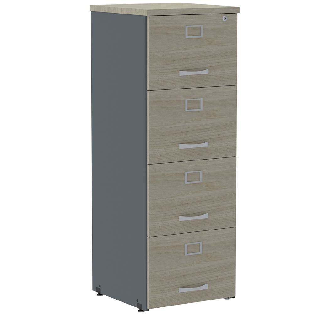 Armário De Arquivo Oficio Pe25 Pandin 45,70 Cm Em Mdp Nogueira Casablanca E Grafito Com 4 Gavetas - 1