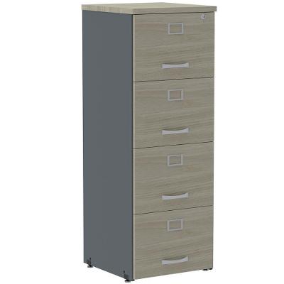 Armário De Arquivo Oficio Pe25 Pandin 45,70 Cm Em Mdp Nogueira Casablanca E Grafito Com 4 Gavetas