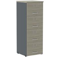 Armário De Arquivo Oficio Pe25 Pandin 45,70 Cm Em Mdp Nogueira Casablanca E Grafito Com 4 Gavetas - 1