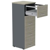 Armário De Arquivo Oficio Pe25 Pandin 45,70 Cm Em Mdp Nogueira Casablanca E Grafito Com 4 Gavetas - 3