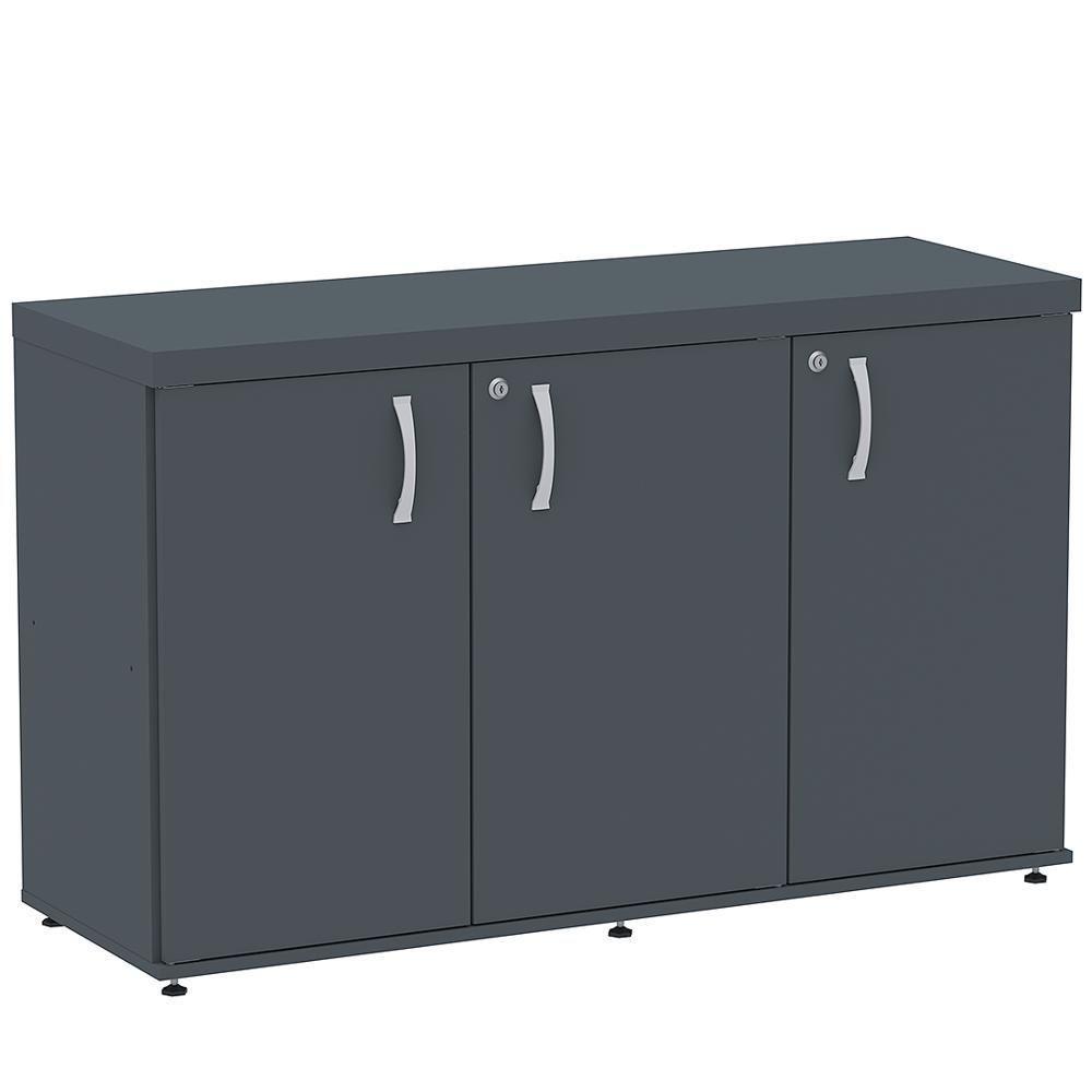 Armário Baixo Credenza Pe40 Pandin 121,50 Cm (Largura) Em Mdp Grafito Com Três Portas - 1