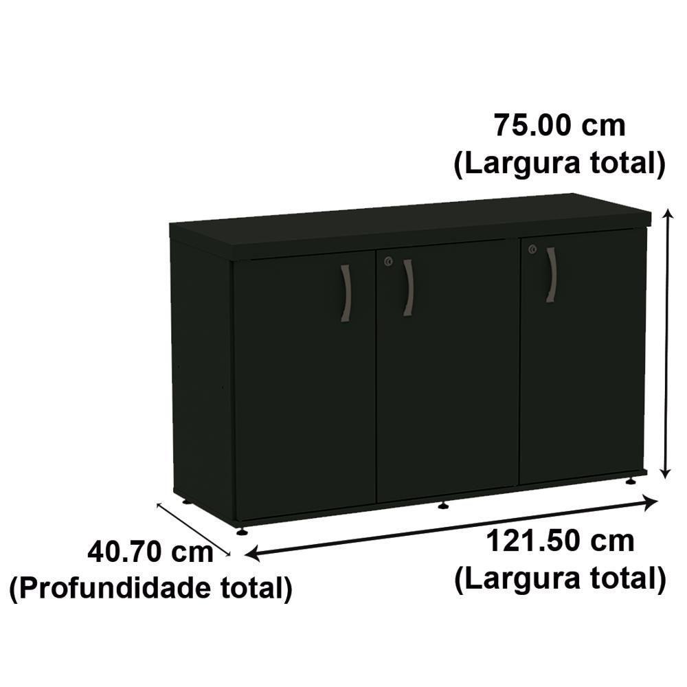 Armário Baixo Credenza Pe40 Pandin 121,50 Cm (Largura) Em Mdp Grafito Com Três Portas - 2