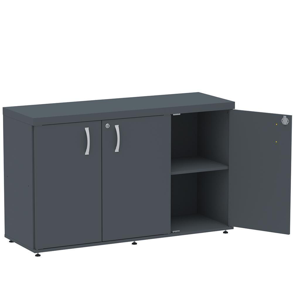 Armário Baixo Credenza Pe40 Pandin 121,50 Cm (Largura) Em Mdp Grafito Com Três Portas - 4