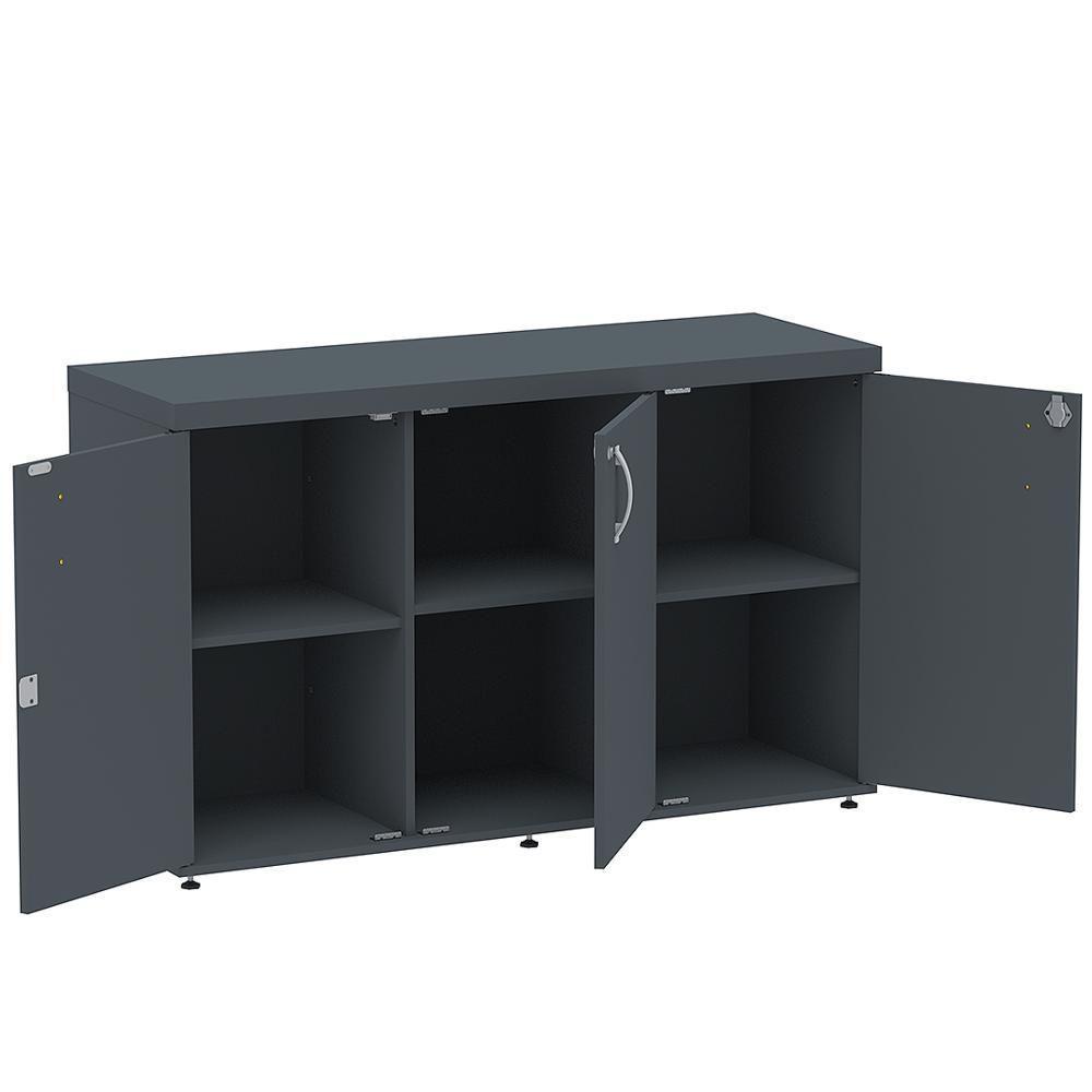 Armário Baixo Credenza Pe40 Pandin 121,50 Cm (Largura) Em Mdp Grafito Com Três Portas - 5
