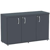 Armário Baixo Credenza Pe40 Pandin 121,50 Cm (Largura) Em Mdp Grafito Com Três Portas - 1