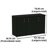 Armário Baixo Credenza Pe40 Pandin 121,50 Cm (Largura) Em Mdp Grafito Com Três Portas - 2