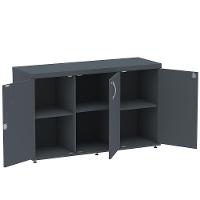 Armário Baixo Credenza Pe40 Pandin 121,50 Cm (Largura) Em Mdp Grafito Com Três Portas - 5