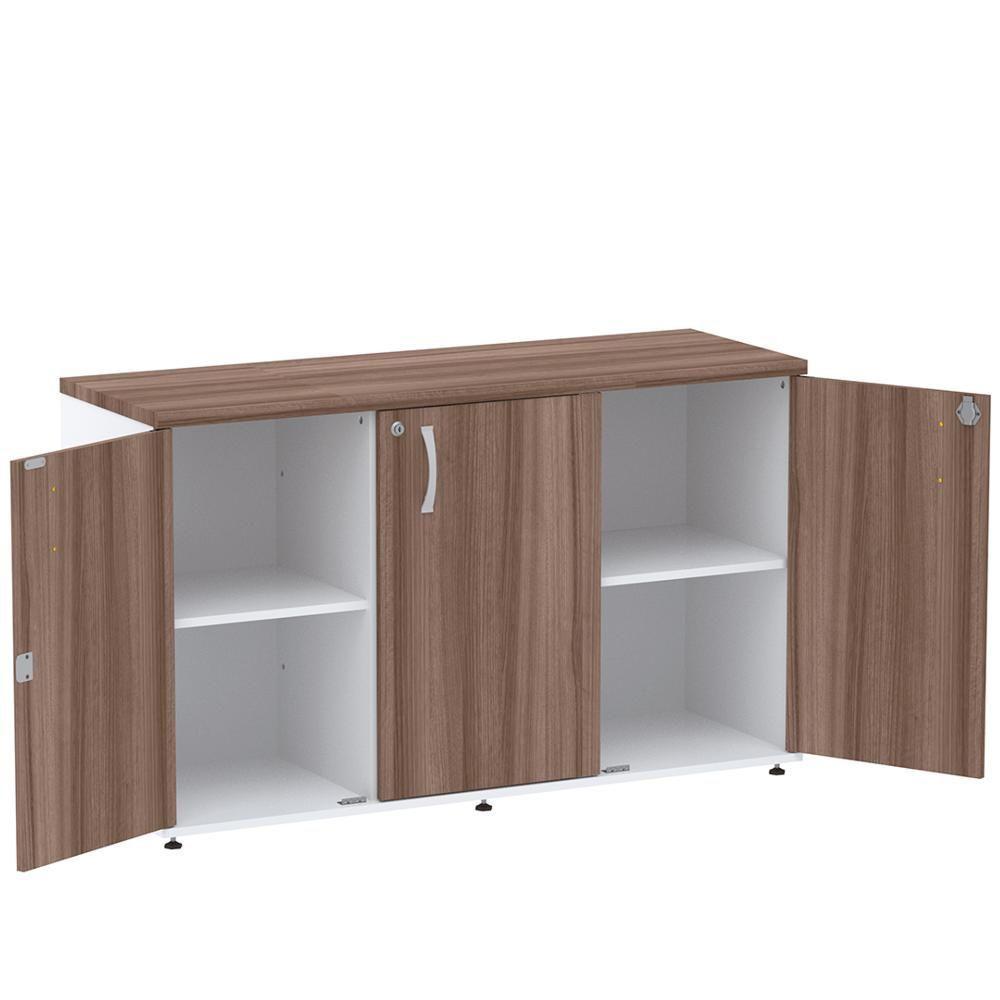 Armário Baixo Credenza Pe25 Pandin 121,50 Cm (Largura) Em Mdp Walnut E Branco Com Três Portas - 2